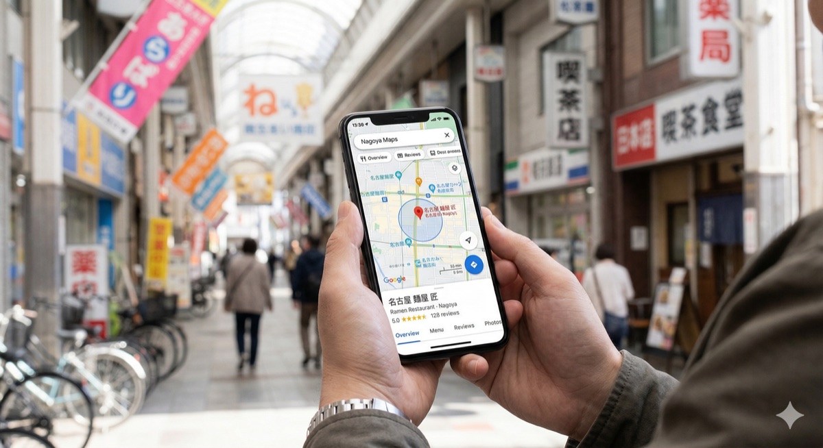 Googleマップで地域ビジネスを検索する様子